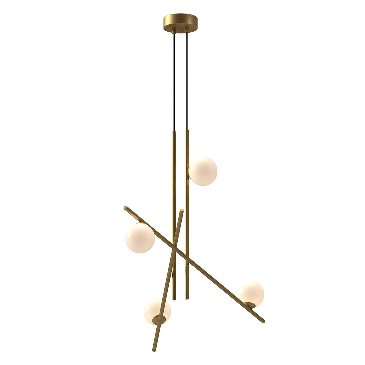 Kuzco CH89832-BG/GO AMARA 32" CHANDELIER BRUSHED GOLD TRANSITION GLOSSY OPAL GLASS 120" WIRE 120V TRIAC/ELV LED 3000K 90CRI 21W