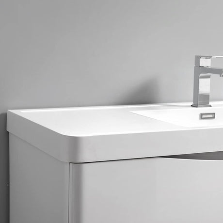 Fresca FCB9048WH-I Fresca Tuscany 48" Glossy White Wall Hung Modern Bathroom Cabinet w/ Integrated Sink