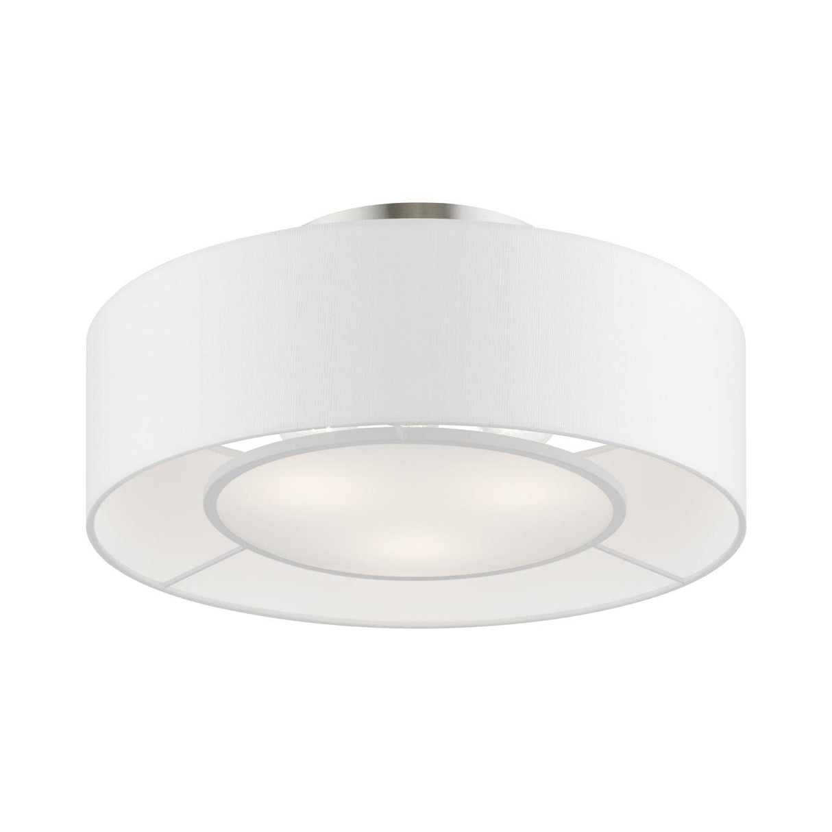 Gilmore 3 Light Semi-Flush in Brushed Nickel with Shiny White (47173-91)