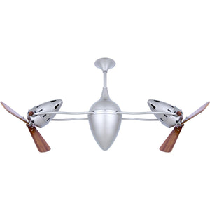 Matthews Fan AR-BN-WD Ar Ruthiane 360° dual headed rotational ceiling fan in brushed nickel with solid sustainable mahogany wood blades.