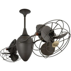 Matthews Fan AR-BRBR-MTL Ar Ruthiane 360° dual headed rotational ceiling fan in brushed brass finish with metal blades.