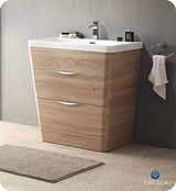 Fresca FCB8532WK-I Fresca Milano 32" White Oak Modern Bathroom Cabinet w/ Integrated Sink