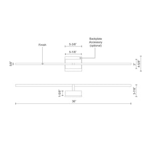 Kuzco WS25336-BN PANDORA 36" WS Brushed Nickel 120V TRIAC/ELV LED 3000K 90CRI 26W