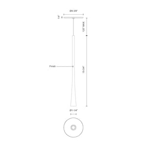 Kuzco PD15816-BK TAPER 16" PD Black 120V TRIAC/ELV LED 3000K 90CRI 7W