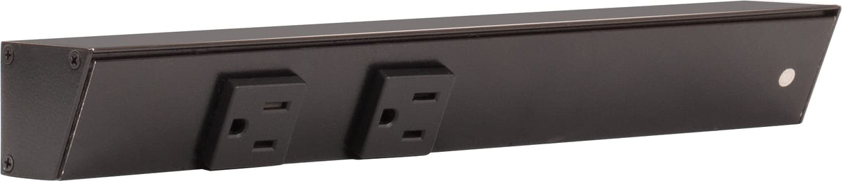 Task Lighting APT12-2B-P-BK-R 12" APT Series Slim Angle Power Strip, Right Entry, Black Finish, Black Receptacles