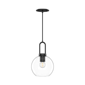 Alora PD601608MBCL SOJI 8" PD MATTE BLACK CLEAR GLASS CORD 72 1X60W E26