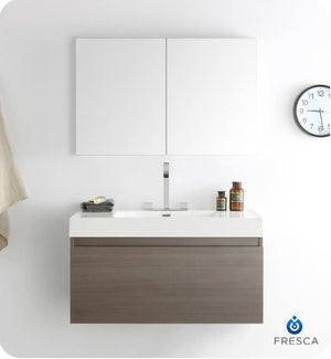Fresca FVN8010GO Fresca Mezzo 39" Gray Oak Modern Bathroom Vanity w/ Medicine Cabinet
