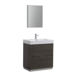 Fresca FVN8430GO Fresca Valencia 30" Gray Oak Free Standing Modern Bathroom Vanity w/ Medicine Cabinet