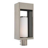 Livex Lighting 20985-91 Bleecker - 20" One Light Outdoor Post Top Lantern, Brushed Nickel Finish with Satin Opal White Glass