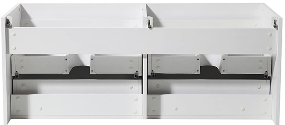 Fresca FCB8012WH Fresca Mezzo 48" White Wall Hung Double Sink Modern Bathroom Cabinet