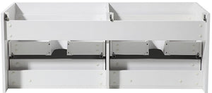 Fresca FCB8012WH Fresca Mezzo 48" White Wall Hung Double Sink Modern Bathroom Cabinet