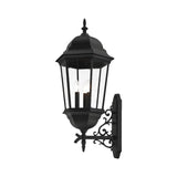 Livex Lighting 7566-14 Hamilton Traditional 3-Light Outdoor Wall Lantern with Clear Beveled Glass Shades, 30" x 12.5", Black