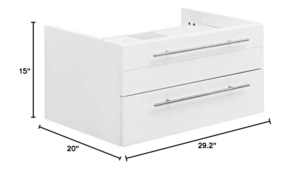 Fresca FCB6130WH-VSL Fresca Lucera 30" White Wall Hung Vessel Sink Modern Bathroom Cabinet