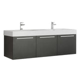 Fresca FCB8093BW-D Fresca Vista 60" Black Wall Hung Double Sink Modern Bathroom Cabinet