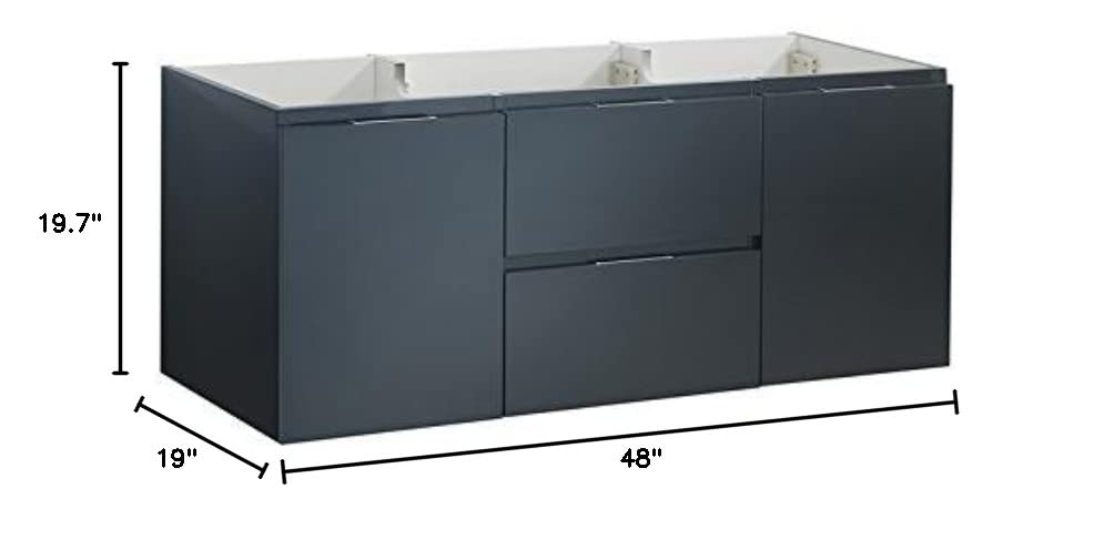 Fresca FCB8348GG Fresca Valencia 48" Dark Slate Gray Wall Hung Single Sink Modern Bathroom Cabinet