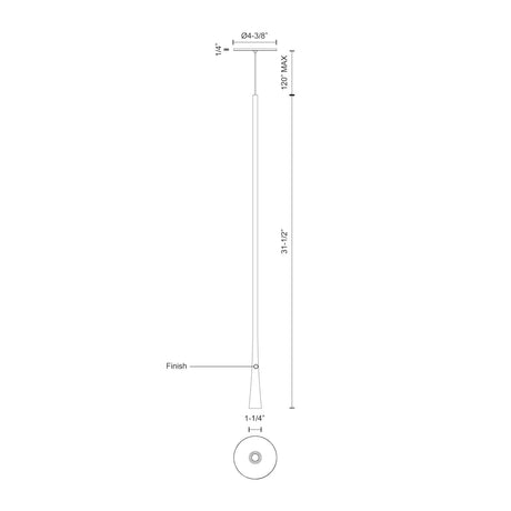 Kuzco PD15832-WH TAPER 32" PD White 120V TRIAC/ELV LED 3000K 90CRI 7W