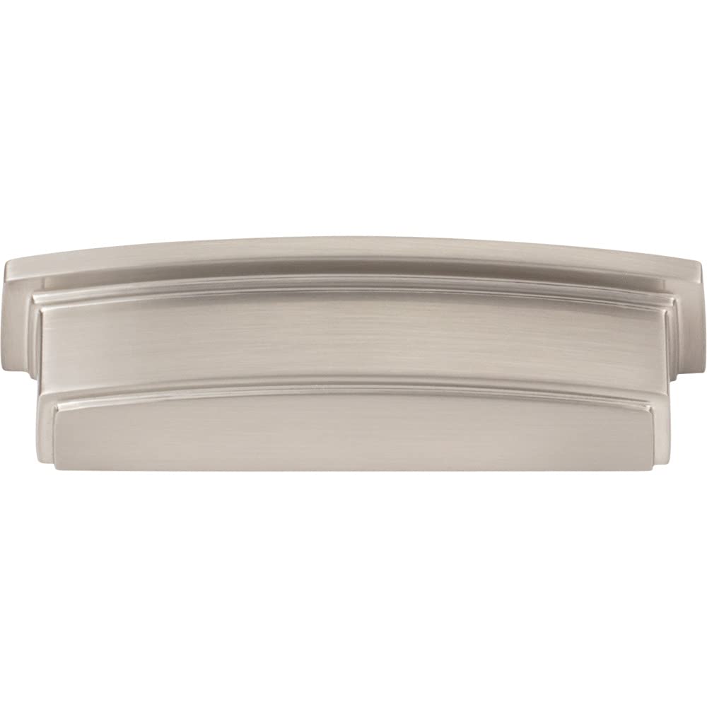 Jeffrey Alexander 141-96SN 96 mm Center Satin Nickel Square-to-Center Square Renzo Cabinet Cup Pull