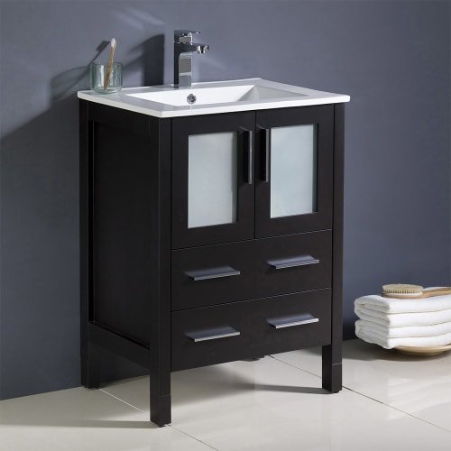 Fresca FCB6224GO-I Fresca Torino 24" Gray Oak Modern Bathroom Cabinet w/ Integrated Sink