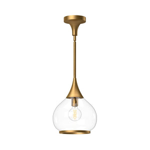 Alora PD524110AGCL HAZEL 10" PD AGED BRASS CLEAR GLASS ROD 46 1X60W E26