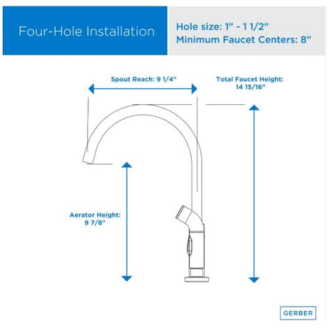 Gerber D424458SS Stainless Steel Parma Two Handle Bridge Faucet