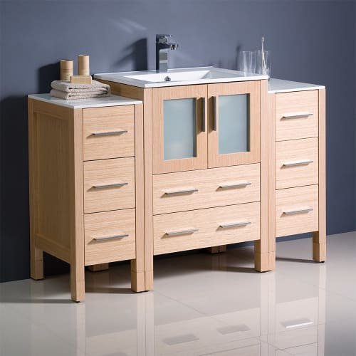 Fresca FCB62-122412WH-I Fresca Torino 48" White Modern Bathroom Cabinets w/ Integrated Sink