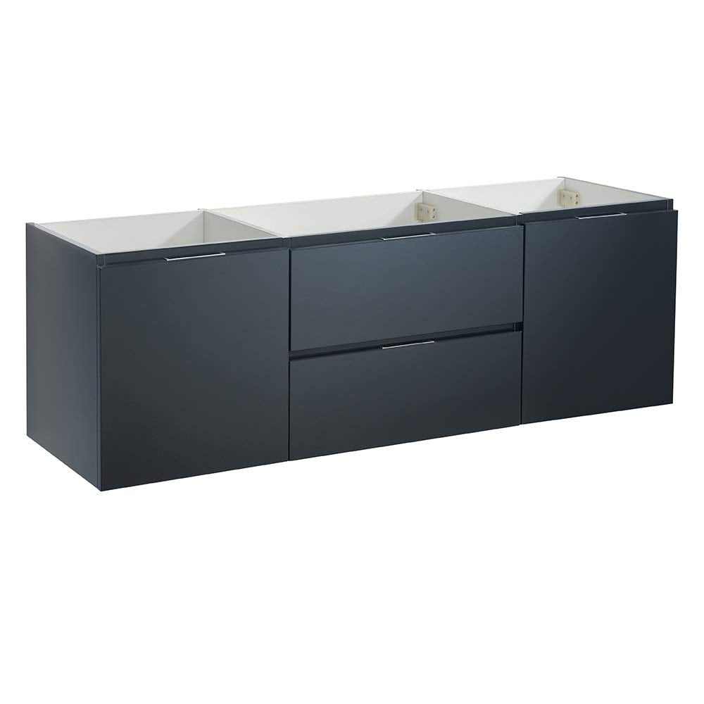 Fresca FCB8360GG-D Fresca Valencia 60" Dark Slate Gray Wall Hung Double Sink Modern Bathroom Cabinet