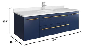 Fresca FCB6148RBL-UNS-CWH-U Royal Blue Bathroom Cabinet