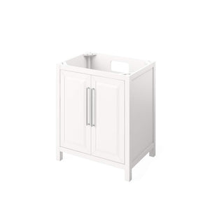 Jeffrey Alexander VKITCAD30WHCQR 30" White Cade Vanity, Calacatta Vienna Quartz Vanity Top, undermount rectangle bowl