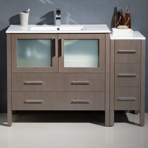 Fresca FCB62-3612GO-I Fresca Torino 48" Gray Oak Modern Bathroom Cabinet w/ Integrated Sink