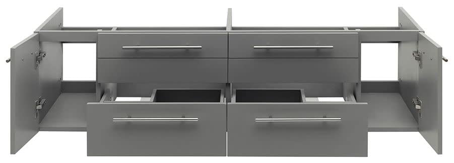 Fresca FCB6160GR-UNS-D Fresca Lucera 60" Gray Wall Hung Double Undermount Sink Modern Bathroom Cabinet