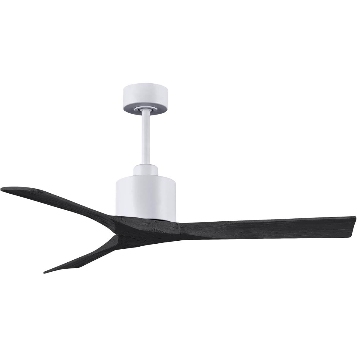 Matthews Fan NK-MWH-BK-52 Nan 6-speed ceiling fan in Matte White finish with 52” solid matte black wood blades