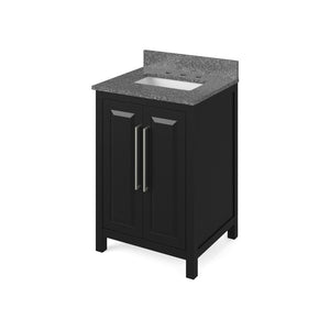 Jeffrey Alexander VKITCAD24BKBOR 24" Black Cade Vanity, Boulder Cultured Marble Vanity Top, undermount rectangle bowl