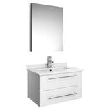 Fresca FVN6124WH-UNS Fresca Lucera 24" White Wall Hung Undermount Sink Modern Bathroom Vanity w/ Medicine Cabinet