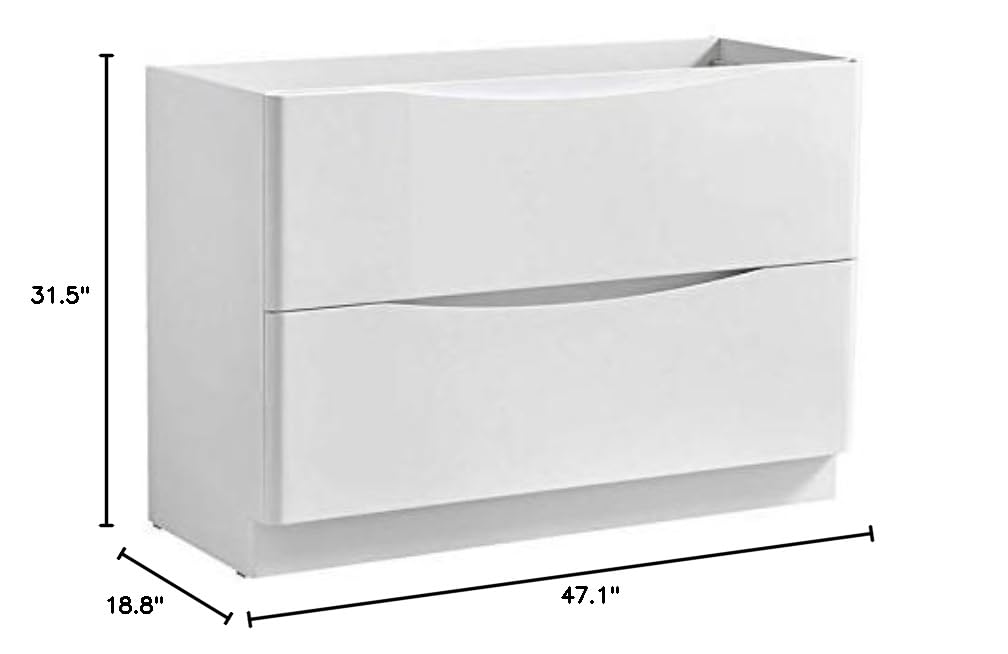 Fresca FCB9148WH-D Fresca Tuscany 48" Glossy White Free Standing Double Sink Modern Bathroom Cabinet