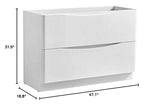 Fresca FCB9148WH-D Fresca Tuscany 48" Glossy White Free Standing Double Sink Modern Bathroom Cabinet