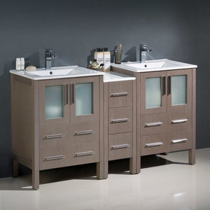 Fresca FCB62-241224WH-I Fresca Torino 60" White Modern Double Sink Bathroom Cabinets w/ Integrated Sinks
