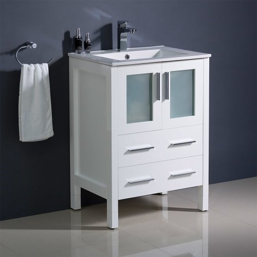 Fresca FCB6224GO-I Fresca Torino 24" Gray Oak Modern Bathroom Cabinet w/ Integrated Sink