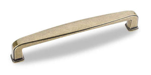 Jeffrey Alexander 1092-128AEM 128 mm Center-to-Center Lightly Distressed Antique Brass Square Milan 1 Cabinet Pull