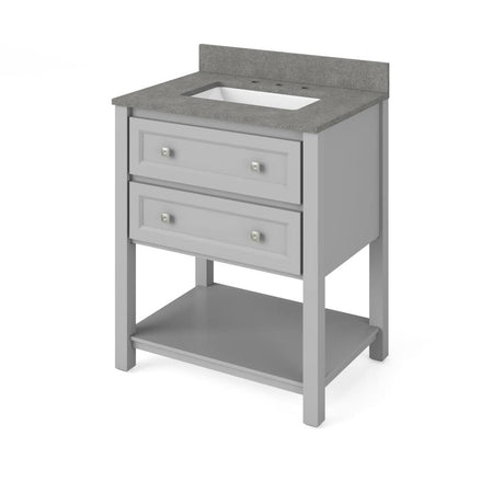 Jeffrey Alexander VKITADL30GRSGR 30" Grey Adler Vanity, Steel Grey Cultured Marble Vanity Top, undermount rectangle bowl