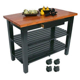 John Boos RN-C4824C-D-2S Le Classique Work Table, Varnique, with Casters, Drawer and 2 Shelves, 48" W x 24" D 35" H