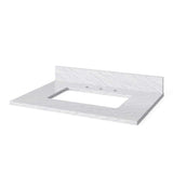 Jeffrey Alexander VKITCAD30BKWCR 30" Black Cade Vanity, White Carrara Marble Vanity Top, undermount rectangle bowl