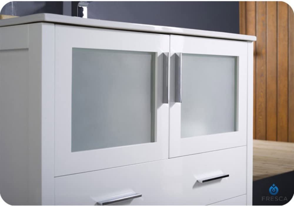 Fresca FCB6236WH-I Fresca Torino 36" White Modern Bathroom Cabinet w/ Integrated Sink