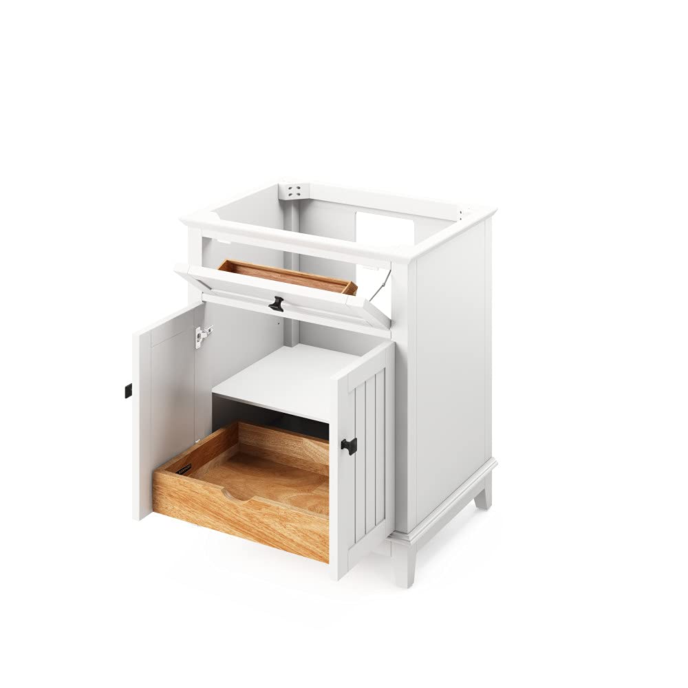 Jeffrey Alexander VKITSAV30WHBOR 30" White Savino Vanity, Boulder Cultured Marble Vanity Top, undermount rectangle bowl