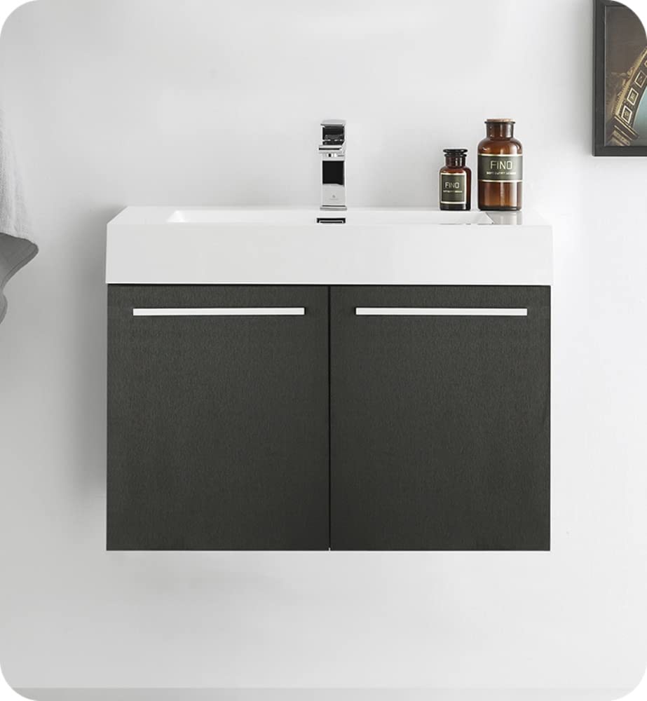 Fresca FCB8089BW Fresca Vista 30" Black Wall Hung Modern Bathroom Cabinet