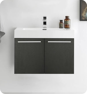 Fresca FCB8089BW Fresca Vista 30" Black Wall Hung Modern Bathroom Cabinet