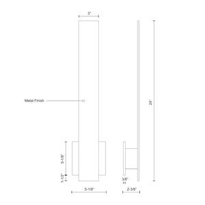 Kuzco AT7924-WH VESTA 24" AT White 120V ELV LED 3000K 90CRI 24W