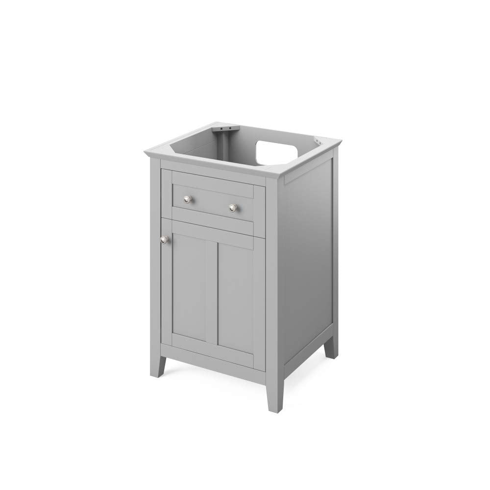 Jeffrey Alexander VKITCHA24GRBOR 24" Grey Chatham Vanity, Boulder Cultured Marble Vanity Top, undermount rectangle bowl