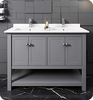 Fresca FCB2348GR-D Fresca Manchester 48" Gray Traditional Double Sink Bathroom Cabinet