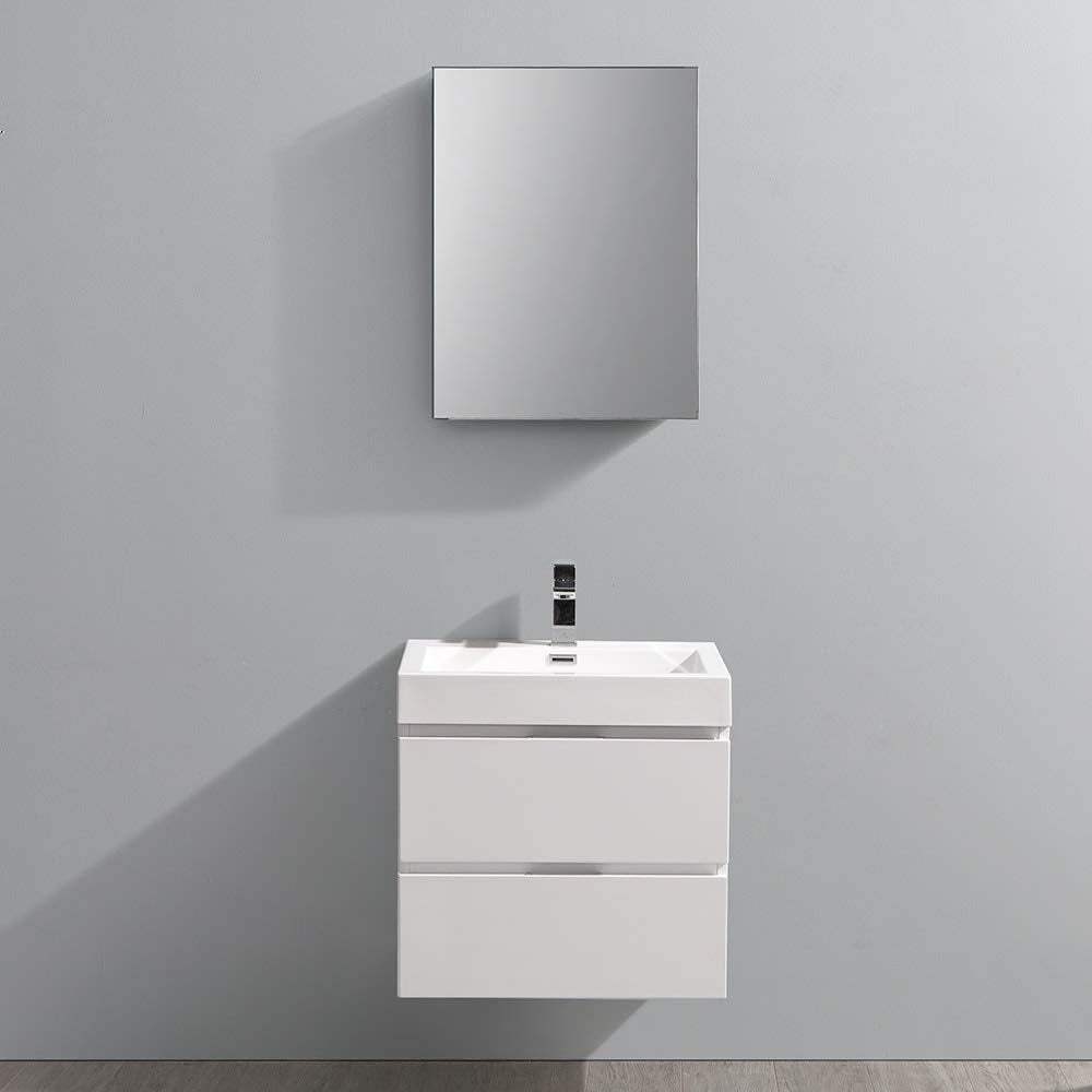 Fresca FVN8324GG Fresca Valencia 24" Dark Slate Gray Wall Hung Modern Bathroom Vanity w/ Medicine Cabinet