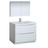 Fresca FVN9140WH Fresca Tuscany 40" Glossy White Free Standing Modern Bathroom Vanity w/ Medicine Cabinet